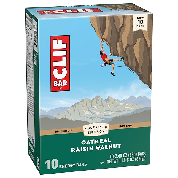 CLIF BAR – OATMEAL RAISIN WALNUT – MADE WITH ORGANIC OATS – ENERGY BARS – NON-GMO – PLANT BASED PROTEIN BARS (10 PACK)