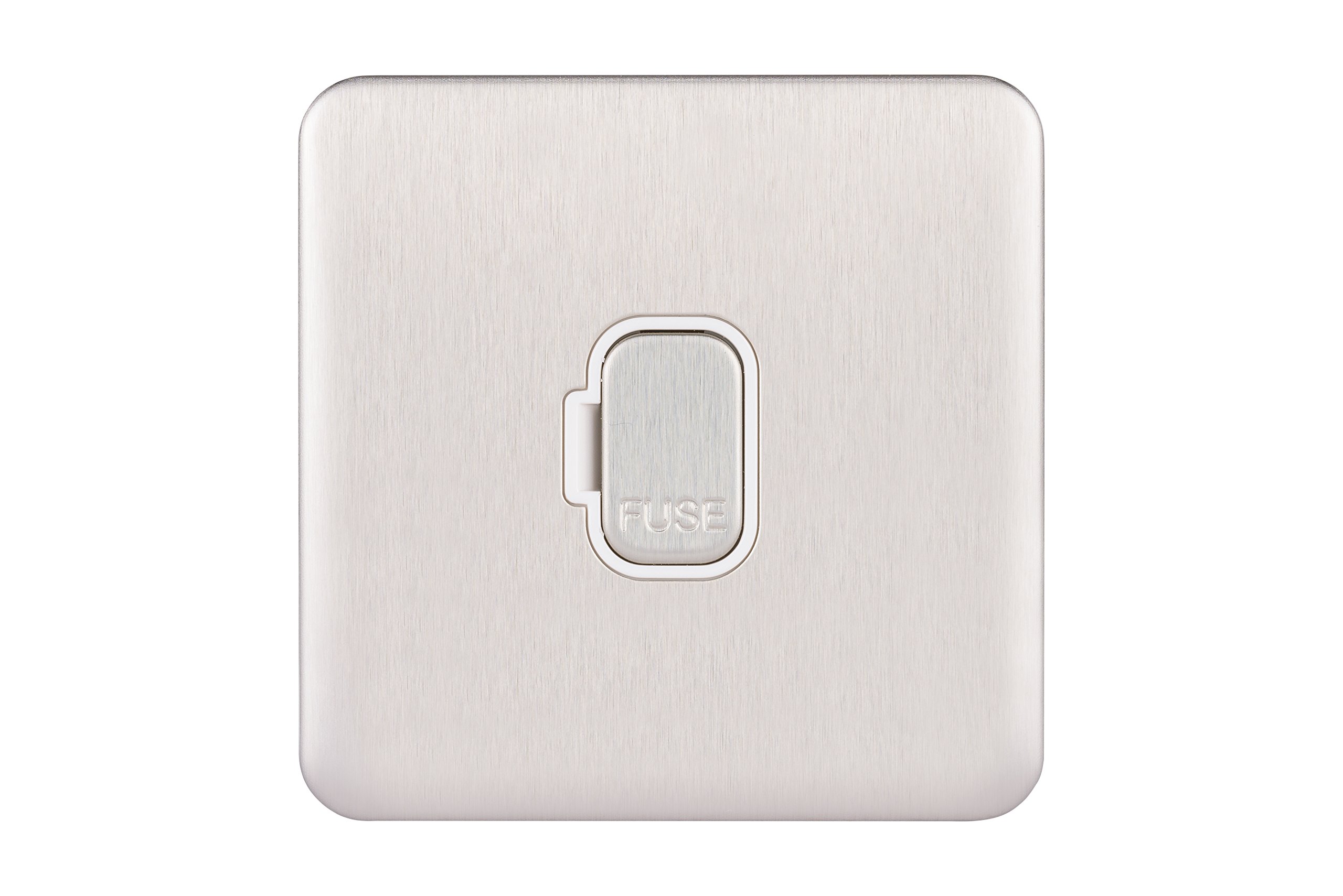 Schneider Electric Lisse Screwless Deco - Unswitched Single Fused Connection Unit, 13A, GGBL5000WSS, Stainless Steel with White Insert