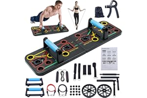 WELSTEEPSE Push-up board, home gym, portable fitness equipment, Pilates bar, and 20 fitness accessories, including resistance bands and an ab wheel, for full-body workouts at home
