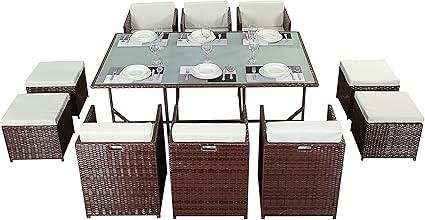 Amazon.de: Port Royal Coastal Rattan Sechs Sitz Cube Esstisch Set mit