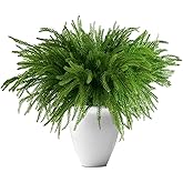 Enbelcto 12 Pcs Christmas Norfolk Pine Stems Artificial Pine Branches, 17.7" Real Touch Fake Christmas Greenery Stems for Xmas Wreath DIY Crafts Garland Home Decor