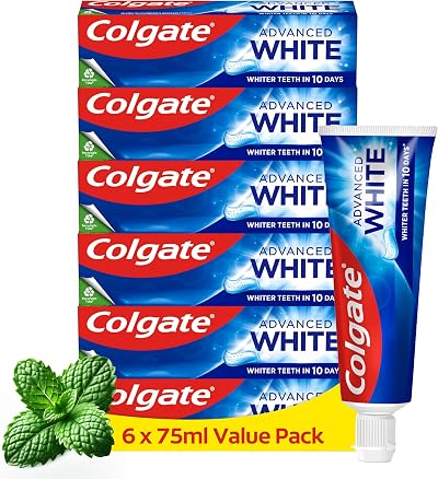 Colgate Advanced White Toothpaste 6 x 75 ml Mint Whitening Micro-Crystals 10