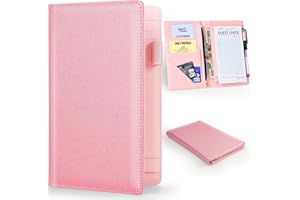 LINTRU Server Book, Server Books for Waitress with Multi-Functional Pockets Design, Premium Pu Leather Waitress Book with Zipper Pocket, Ideal for Restaurants, Bars, and Hotels(B-Pink)