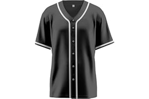 Aizqaoalk Baseball Jersey for Men,Blank Baseball Jerseys Shirts Short Sleeve Hip Hop Sports Casual Button-Down Uniforms