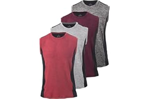 Vislivin Men's 4 Pack Tank Tops Sleeveless Workout Quick Dry Shirts Gym Muscle Shirts Athletic Bodybuilding Tee