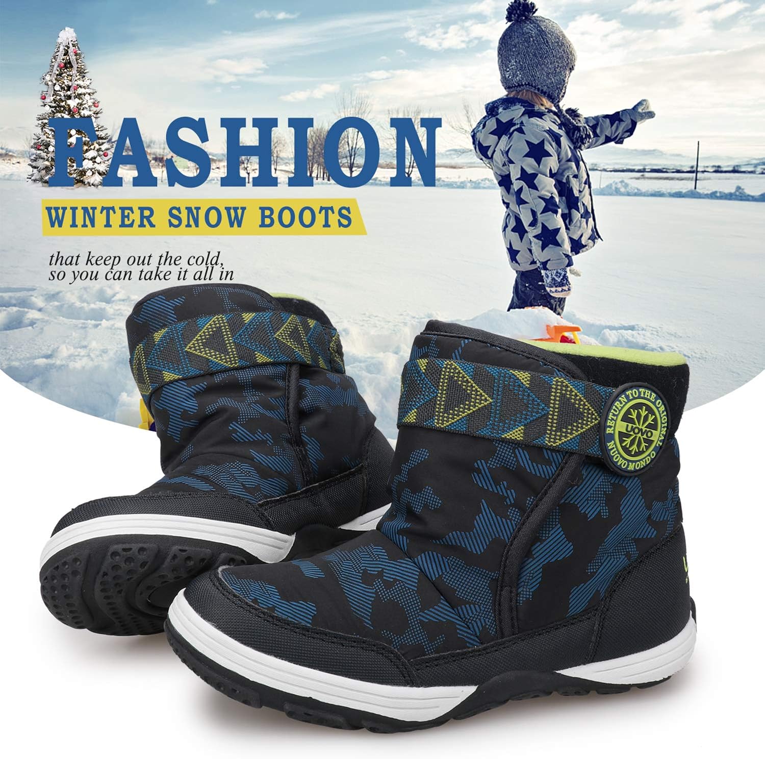  | Boys Snow Boots Boys Winter Boots for Kids Waterproof Winter Snow Boots for Boys Warm Fur Lined Slip Resistant Outdoor (Toddler/Little Boys) | Snow Boots