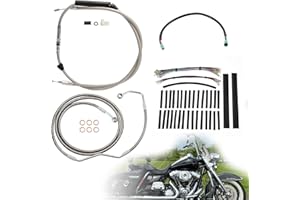 TIGERSGATE Touring 12" Handlebar Cables Kit w/ABS, Extended Clutch Cable & Brake Line & CAN-Bus & TBW Wire for Harley 2008-20