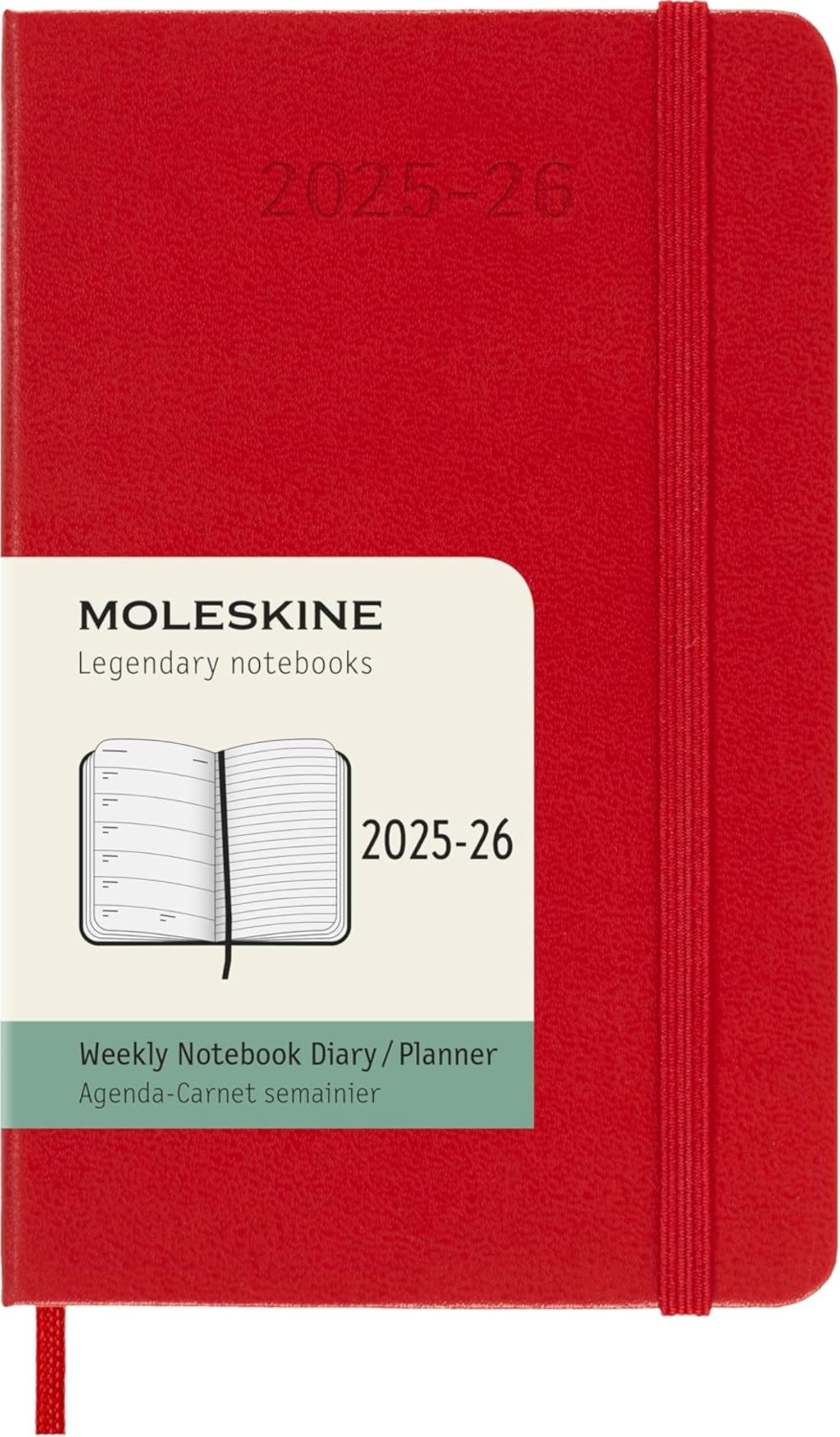 Photo 1 of Moleskine Classic 18 Month 2025-2026 Weekly Planner, Hard Cover, Pocket (3.5" x 5.5"), Scarlet Red, 208 pages