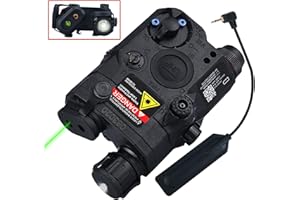 ActionUnion Airsoft PEQ 15 IR Laser PEQ Box White Flashlight + Green Laser Sight with IR Upgrade Version Battery Box for AEG GBB CQB (Black)