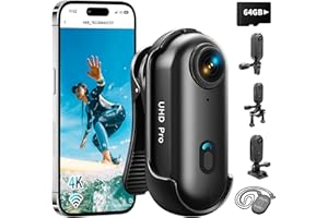 Asdanalili 4K Action Camera, 64GB Wearable Sports Camera with Waterproof Case, Magnetic Clip, and Quick-Mount Accessories, Sm