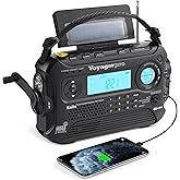 Kaito Voyager Pro KA600 Digital Solar Dynamo Hand Crank AM/FM/LW/SW & NOAA Weather Emergency Radio with Flashlight, Reading Lamp,Smart Phone Charger & RDS and Real-Time Alert, with AC Adapter, Black