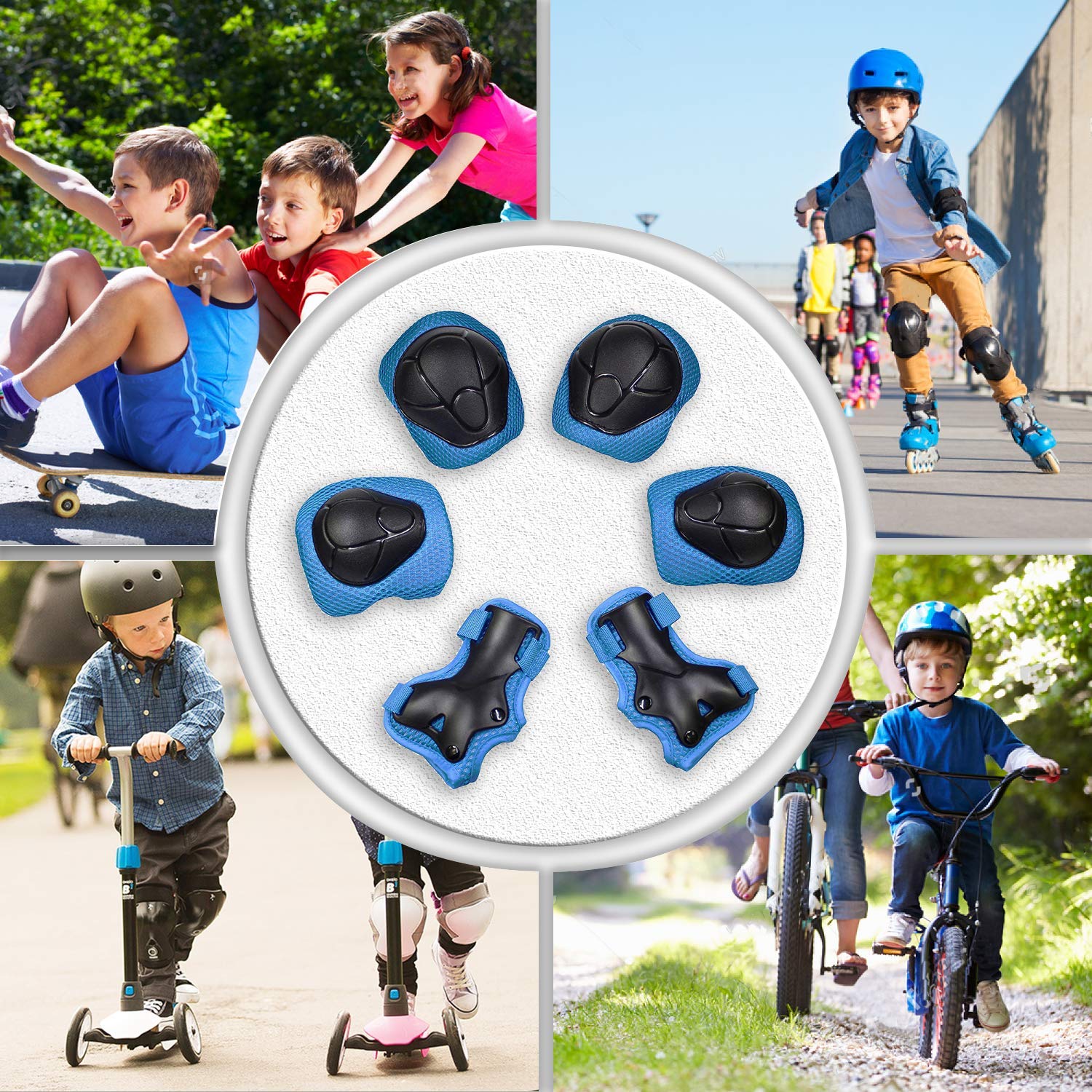 Knee Pads for Kids Knee Pads and Elbow Pads Toddler Protective Gear Set Kids Elbow Pads and Knee Pads for Girls Boys with Wrist Guards 3 in 1 for Skating Cycling Bike Rollerblading Scooter