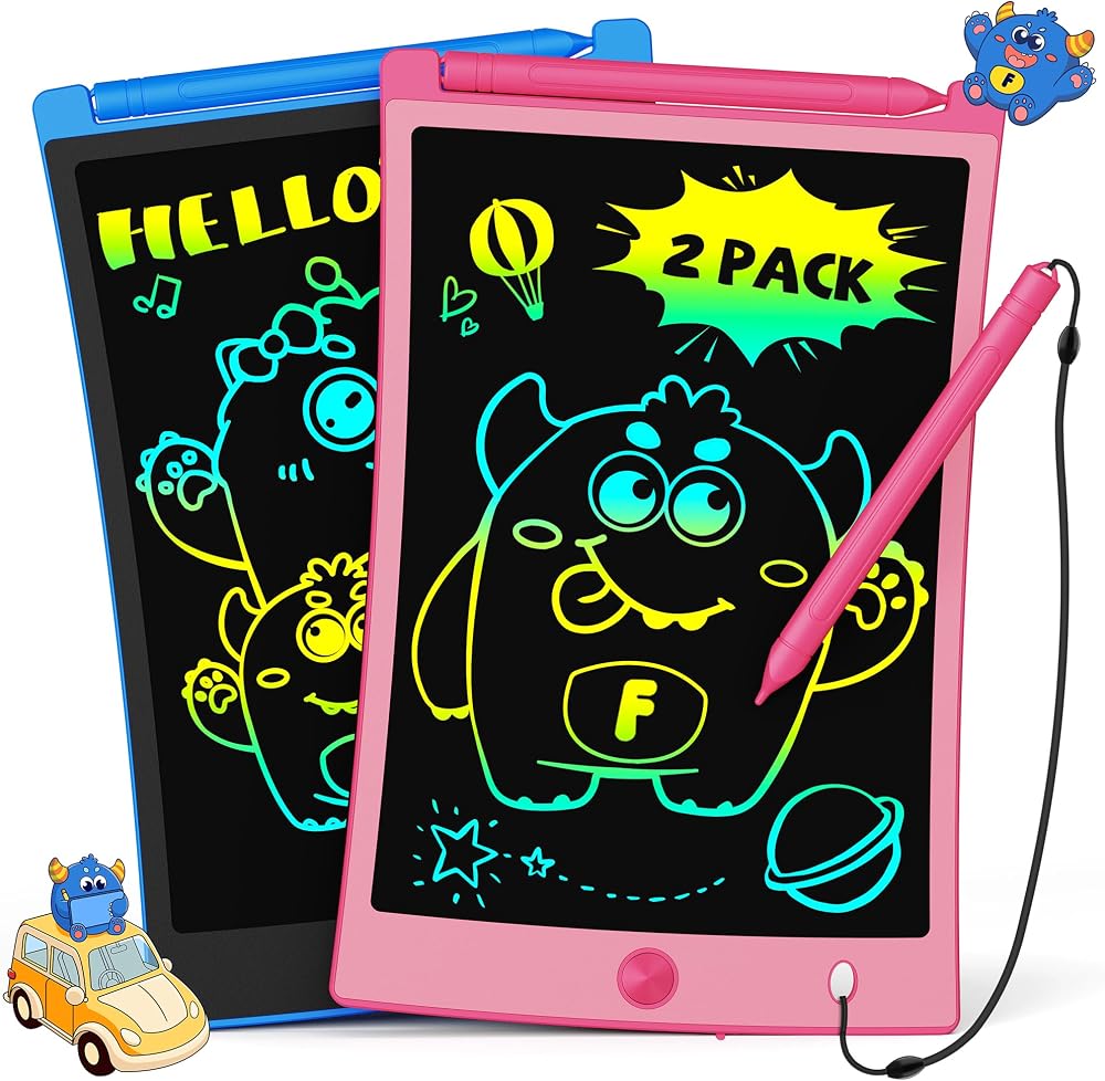 TEKFUN 2 Pack LCD Writing Tablet 8.5in Colorful Doodle Board Blue Pink Kids