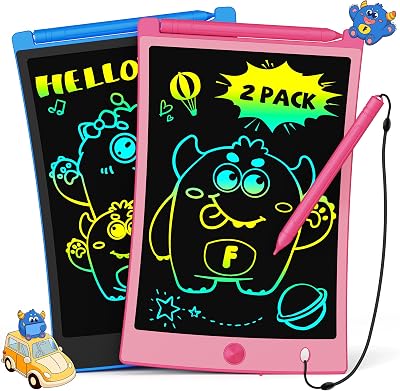 TEKFUN 2 Pack LCD Writing Tablet 8.5in Colorful Doodle Board Blue Pink Kids