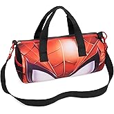Disney Sports Duffel Bag, 15 x 7 x 7" Holdall 2 Pockets Adjustable Strap (Black/Red Spiderman)
