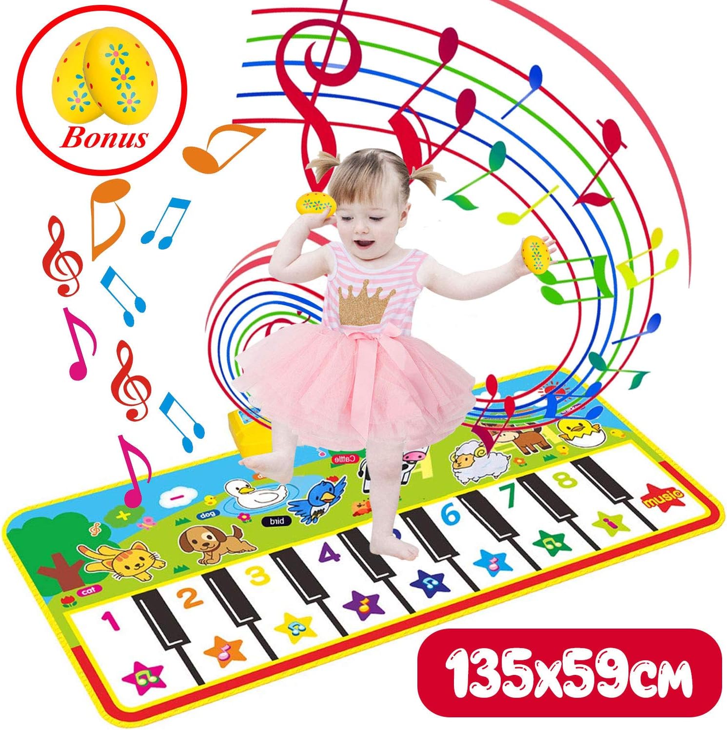 Vykor Music Mat for Children Music Dance Mat Piano Mat Large 135*59cm