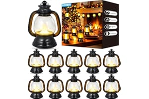 SHYMERY Mini Lantern Decor, 12Pcs Christmas Lantern Western Themed Centerpieces for Tables, Cowboy Lanterns Favors, Small Vintage Camping Hanging Lamp Decorations for Christmas Wedding, 4Inch(Black)