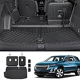 JOULARISE Cargo Mat Backrest Mats for 2018-2022 2023 Chevrolet Chevy Traverse Car Mat Accessories, All Weather TPE Cargo Liner Trunk Mat (18-23 7/8 Seats-3rd Row Backrest Mats&Cargo Mat)