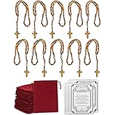 Certified Olive Wood Bulk Catholic Rosary Beads from Israel, Pack of 10, Wooden Dangling Cross Pendant, Large Beads, For Men and Women, Baptism, First Communion, & Confirmation, Rosarios Catolicos