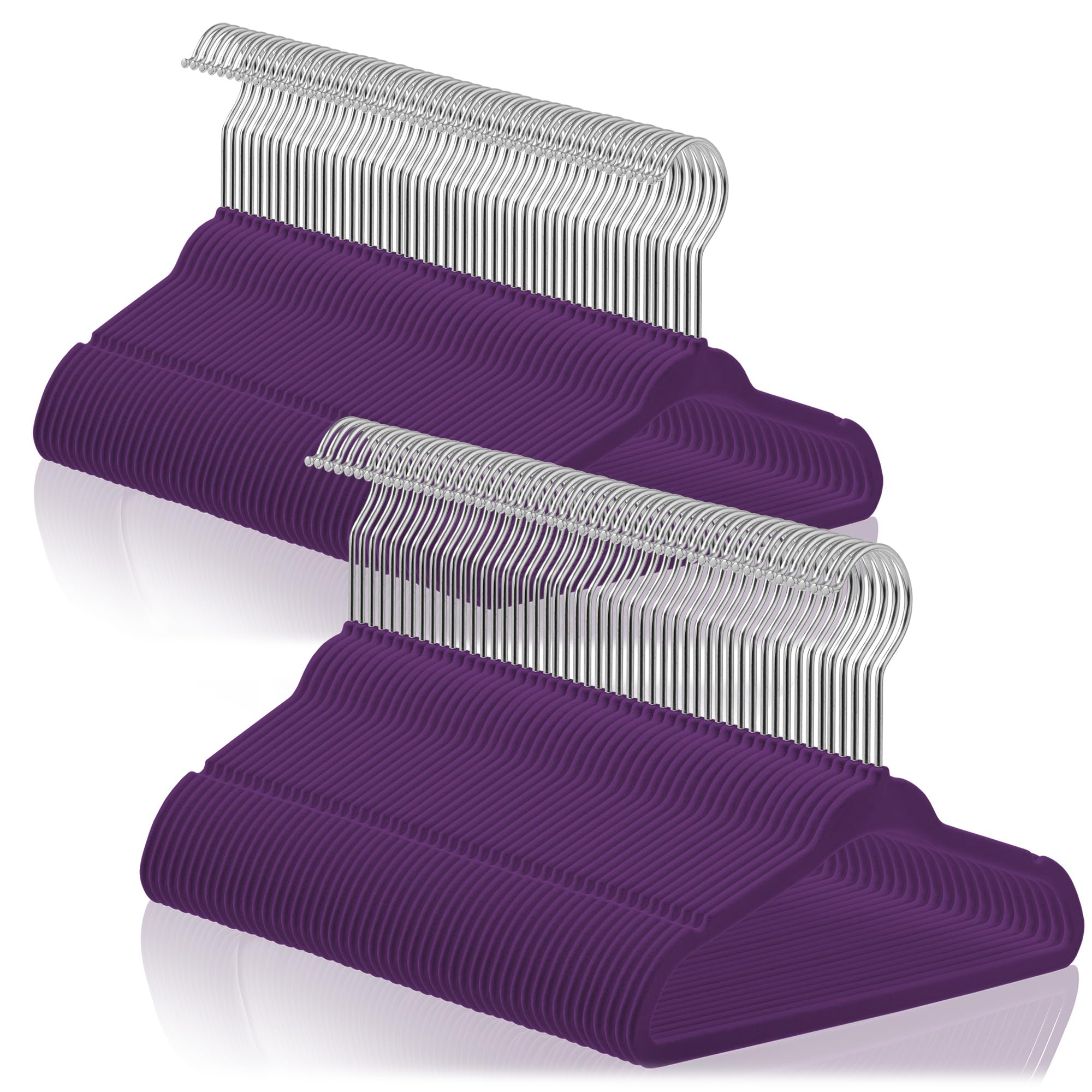 Casafield 100 Velvet Baby Hangers - 11" Size for Infant & Toddler Clothes - Purple