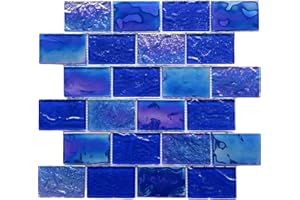 LSDECO 5 Sheets Glass Tile Mosaic Tiles Pool Tile Backsplash for Kitchen Bathroom Shower Tile (Cobalt Blue, 5 Sq.Ft)