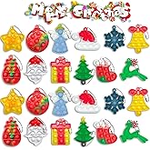 24 Pcs Christmas Mini Push Pop Bubble Fidget Toy,Christmas Mini Keychain Bubble Pop Toy, Fidget Keychain Relieve Anxiety Stre