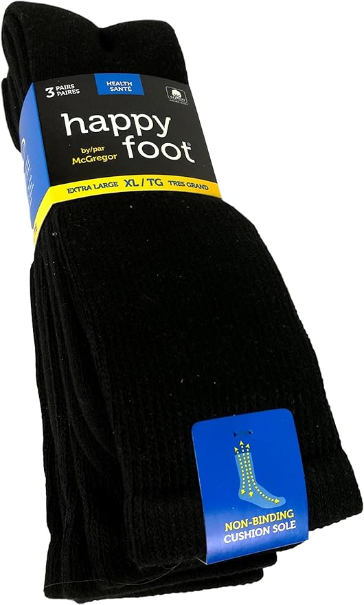 Happy Foot Men's King Size McGregor Comfort Health Socks Black Size12
