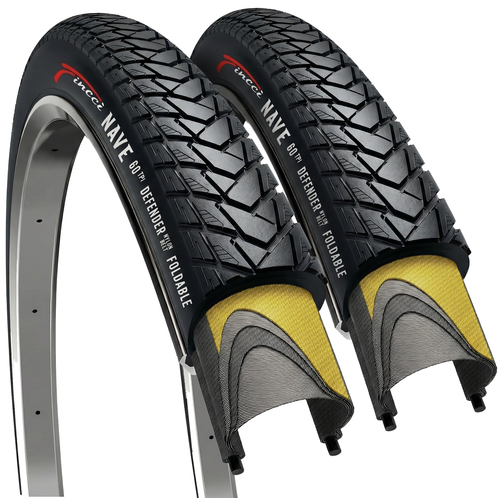 Fincci Gravel 700x35c Tyres - Pair Road Bikes 700c Tyres with 1 mm Nylon Puncture Proof - Foldable Tyre with Kevlar cord 37 x 622 tyre 60 TPI for Road Mountain, Electric, MTB and Hybrid Bikes