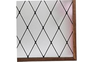 Frosted Window Film - Black Lattice Static Cling Privacy Vinyl, Removable Sun Blocking Anti-UV 60x300cm