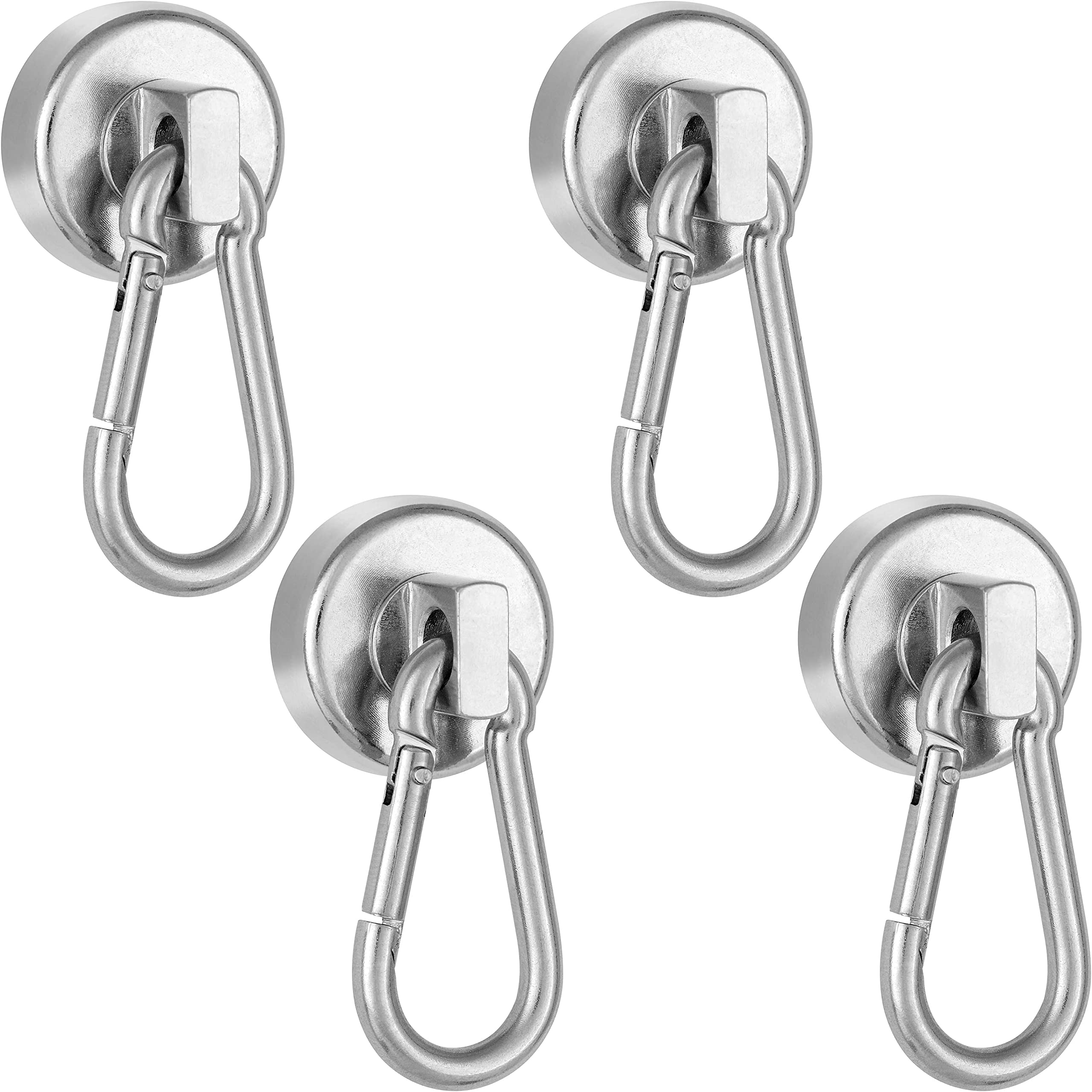 POPPSTAR Carabiner Magnet Strong, 4X (17kg Clamping Force) Neodymium Hook Magnets with Rotatable Carabiner