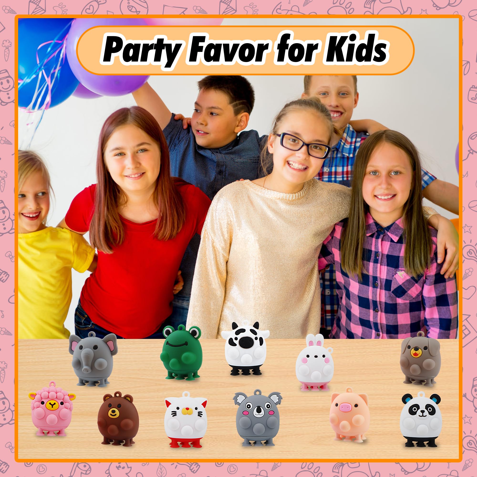ChildFun 12 PCS Party Favors for Kids,3D Animal Pop Toys,Goodie Bags Stuffers for Kids,Pinata Stuffers Carnival Prizes,Fidget Toys Bulk,Prize for Classroom,Suction Toys for Toddlers