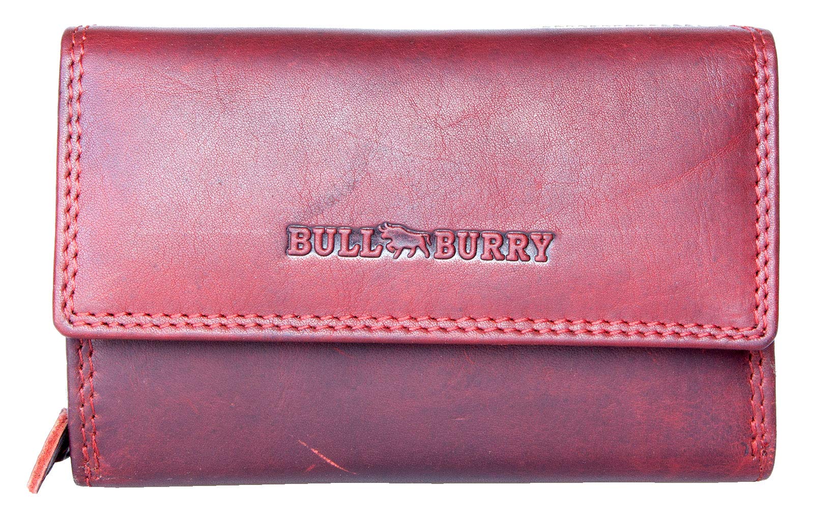 Bull Burry Medium Size RFID Dark red Leather Wallet Whole Made of a Strong Genuine Cowhide