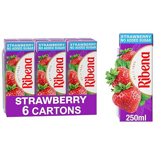 Ribena Strawberry No Added Sugar Cartons - Multipack 6x 250ml | Real Fruit | Rich In Vitamin C | No Artificial Colours or Flavours | Ready to Drink