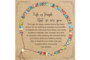 Plumiss Boho Inspirational Gifts Bracelets for Women,Handmade Unique Energy Natural Stone Beaded Strand Wrap Bracelet Jewelry Gift