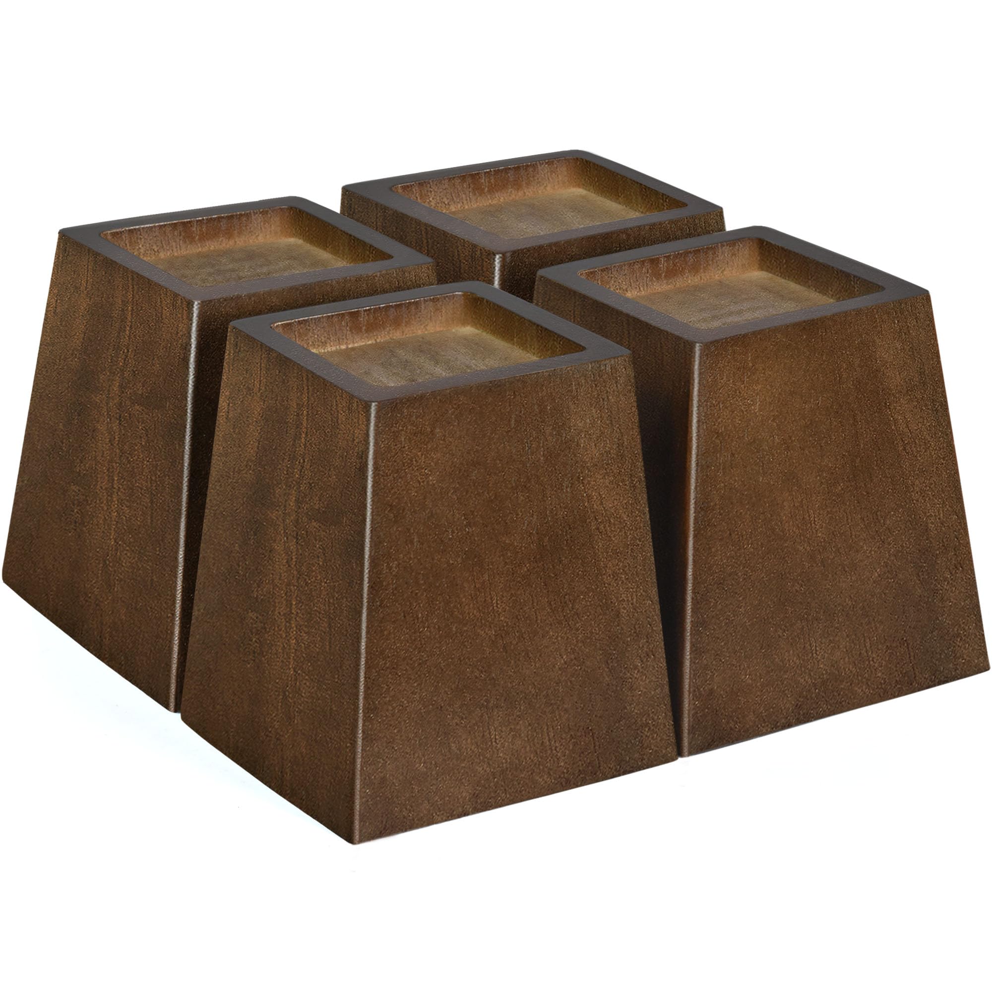 Photo 1 of Sopicoz Wooden Furniture Risers Tapered Bed Risers (Brown 4pcs, 4 inch Pyramid)