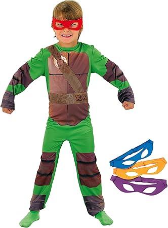 Tortugas Ninja Disfraz De Tortuga Ninja Con 4 Antifaces Para Nino Infantil 8 10 Anos Rubie S 886811 L Amazon Es Juguetes Y Juegos