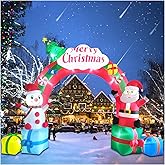 12.5FT Christmas Inflatables Archway, Inflatable Santa Claus and Snowman Sitting on Gift Boxes, Christmas Arch Blow Up Yard Decorations and LED Lights Built-in for Party Indoor, Outside, Garden, Lawn