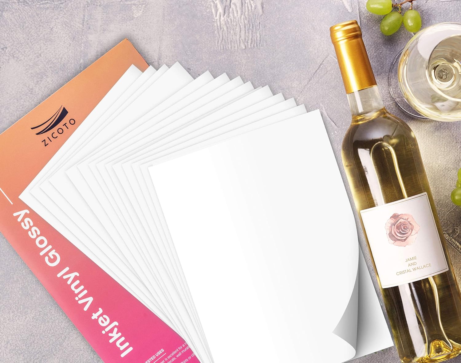 Premium Printable Vinyl Sticker Paper for Your Inkjet Or Laser Printer - 15 Glossy White Waterproof Decal Paper Sheets - Dries Quickly and Holds Ink Beautifully : Office Products