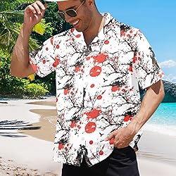 HUGLAZY Warrior Samurai Shirt Mens Hawaiian Shirts