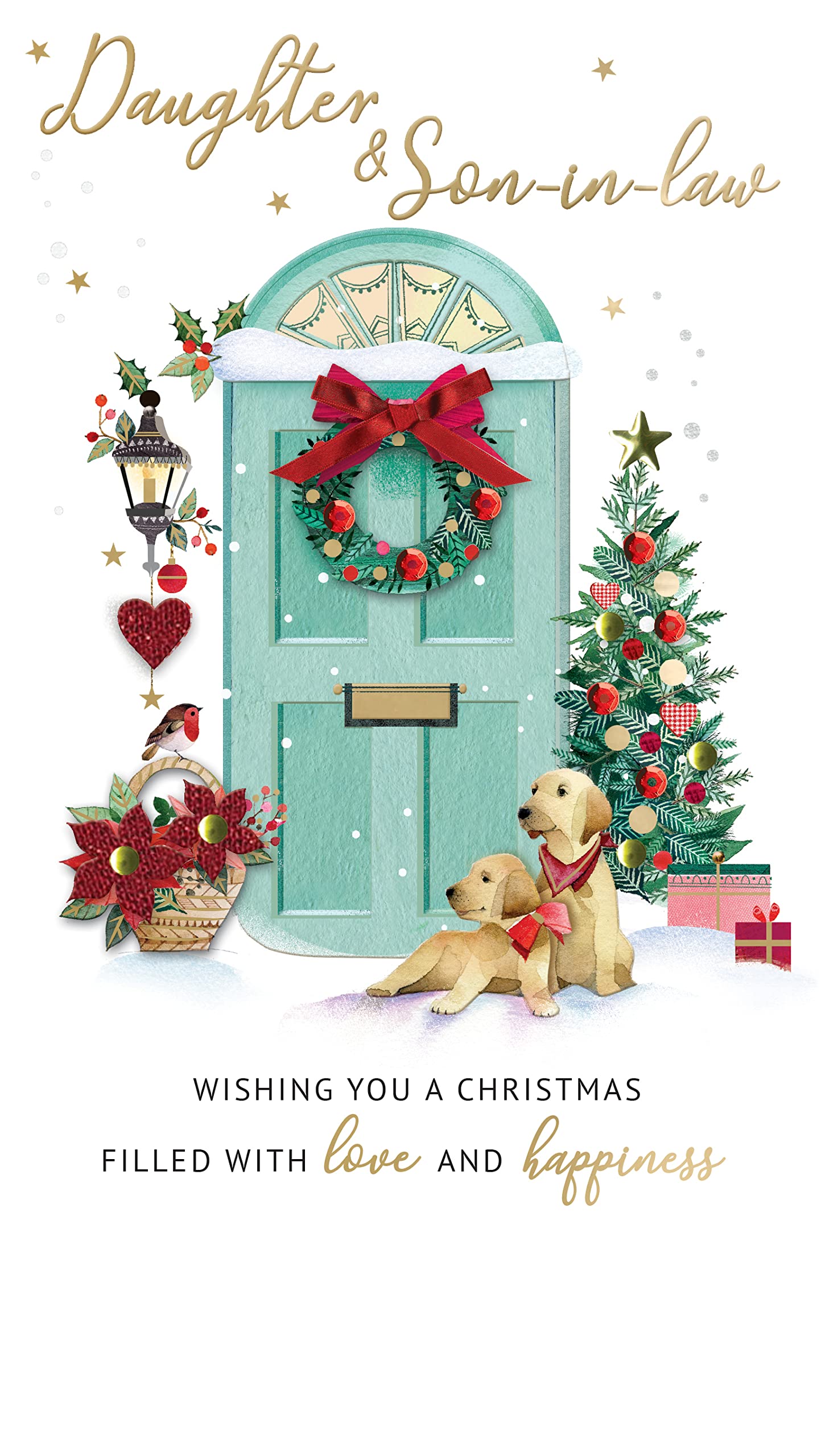 Special Daughter & Son-In-Law Christmas Card Hand-Finished Champagne Cards XCDC366