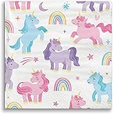 Big Dot of Happiness Unicorn Napkins, Rainbow Birthday Party Decor, White 3-Ply Paper Beverage Cocktail Napkins for Girls Unicorn Party - 24 Count