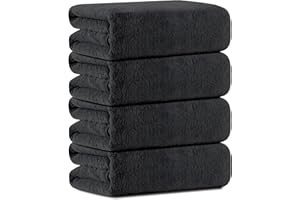 Junsey 4 Pcs Oversized Bath Towels Extra Large 35x70 Inches Black Bath Sheets Towels for Adults Microfiber Bathroom Towel Quick Dry Ultra Soft Absorbent Shower Towels Set Collection