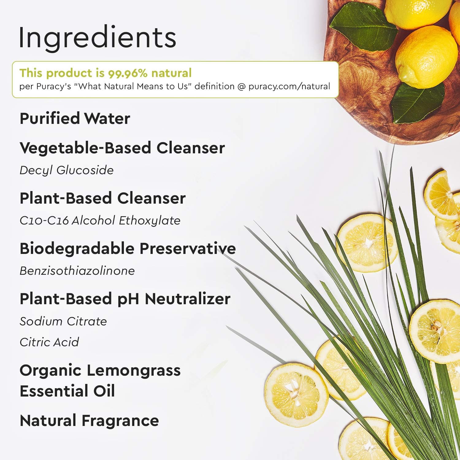 Puracy Multi-Surface Cleaner, Organic Lemongrass, Streak-Free Natural All Purpose Cleaner for Kitchens and Bathrooms, 25 Fl Oz (2-Pack): Health & Personal Care