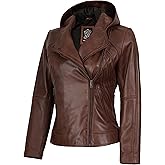 fjackets Real Lambskin Stylish Hooded Leather Jacket for Women - Womens Leather Jackets With Hood