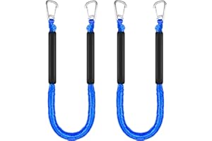 SCGFPOE 4ft Bungee Dock Lines for Boat, Dock Mooring Ropes (Blue, 4ft Two Hooks)