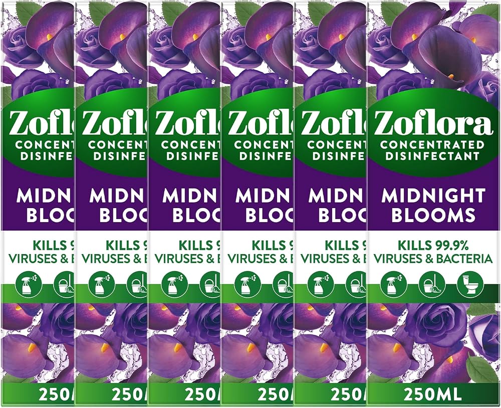 Zoflora Midnight Blooms 6pc x 250ml All Purpose Disinfectant 99.9%