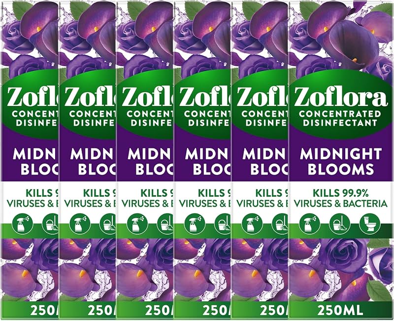 Zoflora Midnight Blooms 6pc x 250ml All Purpose Disinfectant 99.9%