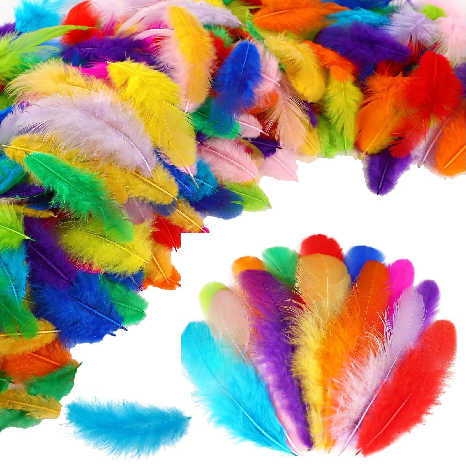 500 Pcs Feathers for Crafting, Craft Feathers Coloured Feathers for DIY Dream Catcher Carnival Decorations/Hat/Vase/Mask, Fluffy & Soft for Kindergarten DIY Crafts, Wedding Home Party Decorations