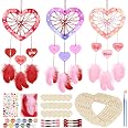 Fennoral Heart Dream Catcher Craft Kit - 6 Pack DIY Painting Kit For Kids Valentine's Day