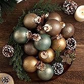 Suilung 12 Pcs Neutral Textured Christmas Ball Ornaments 2.36'' Vintage Christmas Tree Decor Rustic Distressed Ornaments with Loop Shatterproof Hanging Ball for Farmhouse Xmas Decor (Nostalgic Color)